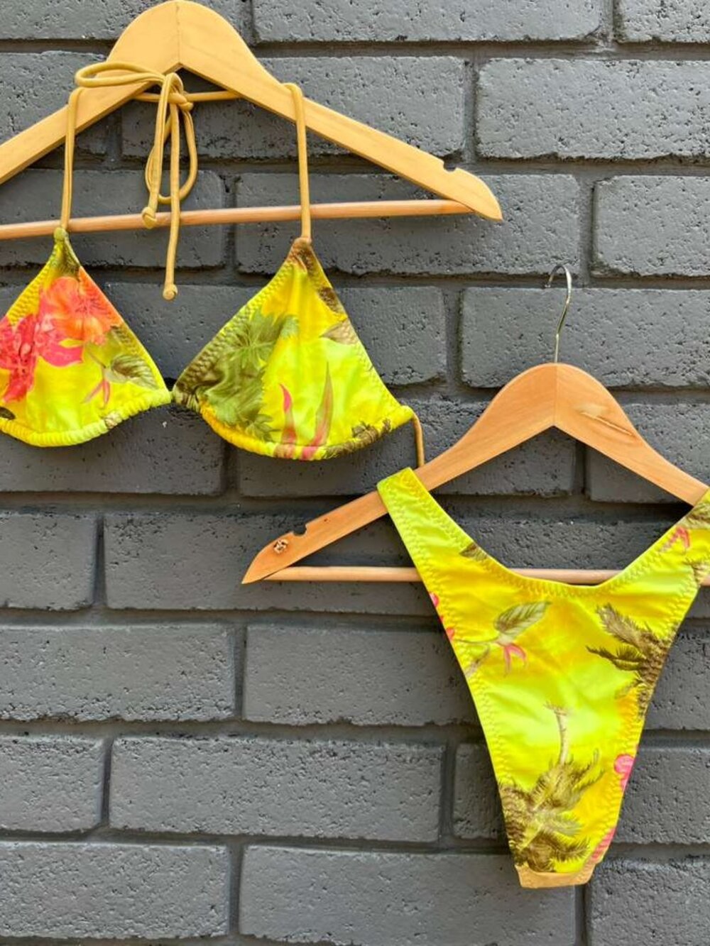 Rave VTG Gold Metallic Foil Dot Brazilian Bikini Cheeky Thong Shiny Tropical S/M